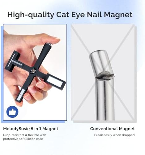 Professional manicure design created with MelodySusie cat eye magnet