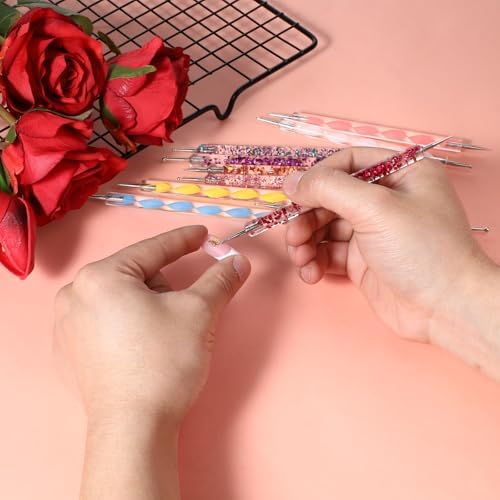 Professional nail art design created with dotting pens