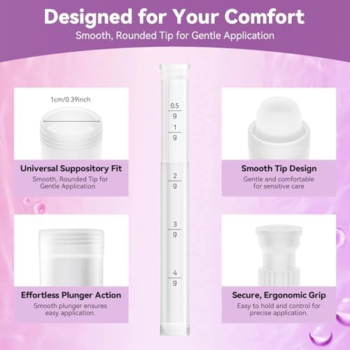Close up of clear dosage markings on Momsnug vaginal gel injector.