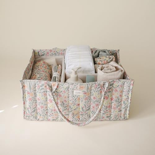 Mushie baby caddy used as nursery storage organizer