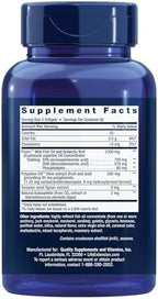 Life Extension Super Omega 3 Plus side panel displaying key ingredients and nutritional facts.