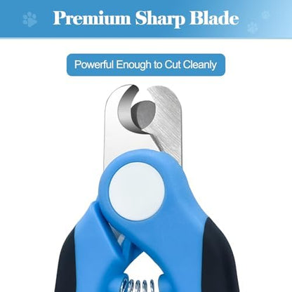 Side view of Swihauk heavy duty dog nail trimmers non slip black rubber grip handle details.