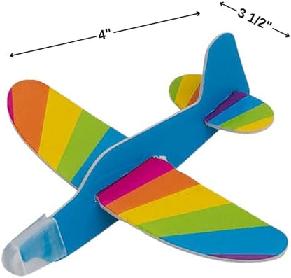Children assembling lightweight mini foam aircraft flyers from the bulk party favor collection.
