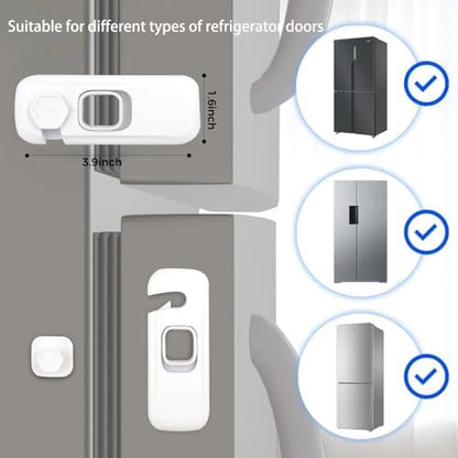 White adhesive baby proof latch for kitchen cabinets and drawers