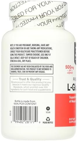 Back of 365 by Whole Foods Market L-Glutamine bottle showing ingredient list