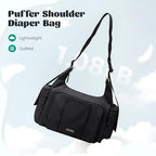 Golf Quality 14L Puffer Diaper Bag Tote close up of puffer nylon fabric