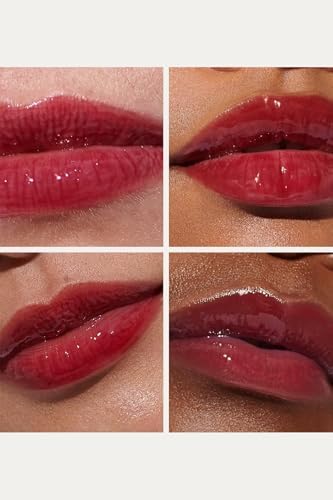 Authentic Rhode imported lip treatment showing the glossy sheer berry shade texture.