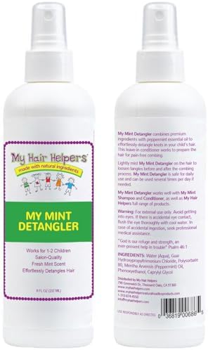 Natural peppermint lice prevention spray for kids hair care