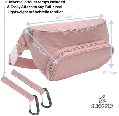 Suessie diaper bag attached to stroller as organizer