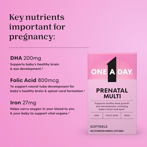 One A Day Prenatal 1 bottle label showing key pregnancy nutrients