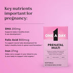 One A Day Prenatal 1 bottle label showing key pregnancy nutrients