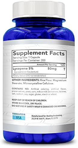 Tomato derived lycopene antioxidant supplement bottle side profile