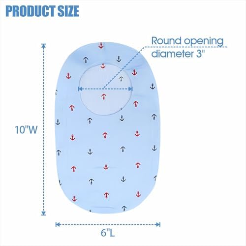 Soft breathable cotton ostomy pouch protector with 3 inch round opening.
