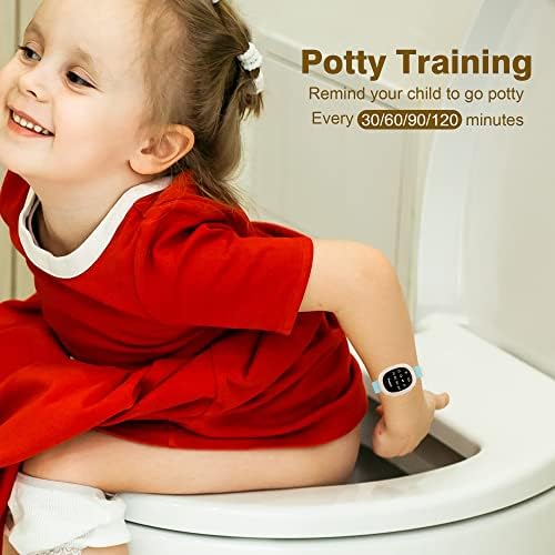 Close up of the digital display on the Tinyimi potty training watch showing timer settings.
