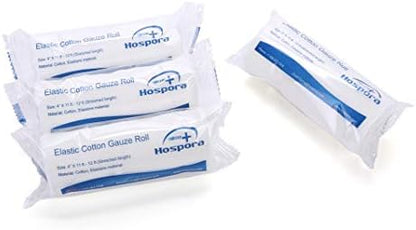 Side view of twenty four packs of non sterile medical conforming roll box content