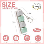 Green four key mechanical switch clicker toy close up view