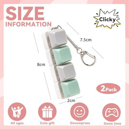 Green four key mechanical switch clicker toy close up view