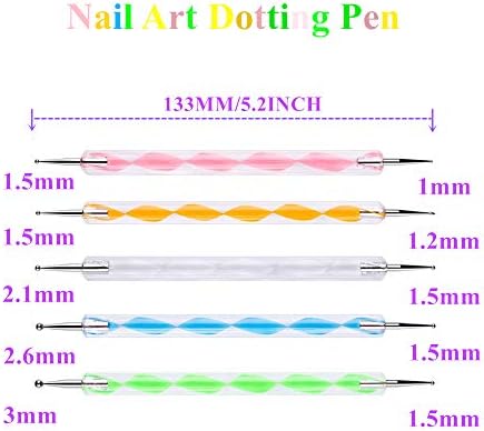 Close up of Mallade nail art dotting tool metal tips