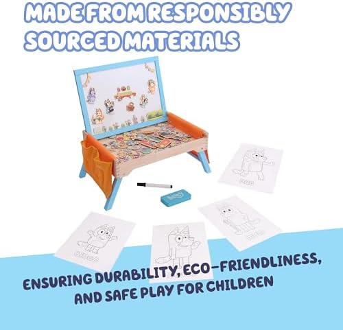 Bluey creation station with legs folded flat for compact storage and travel portability.