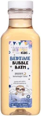 Aura Cacia natural kids bubble bath bottle for bedtime routine