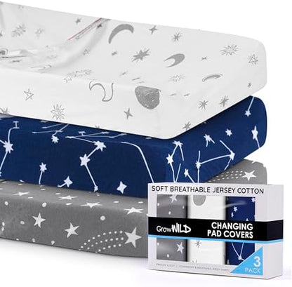 Grow Wild baby changing table sheet close up showing stretchy fabric texture.