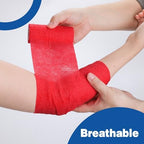 Colorful self adhesive vet wrap protecting a pet paw dressing with comfortable elasticity.