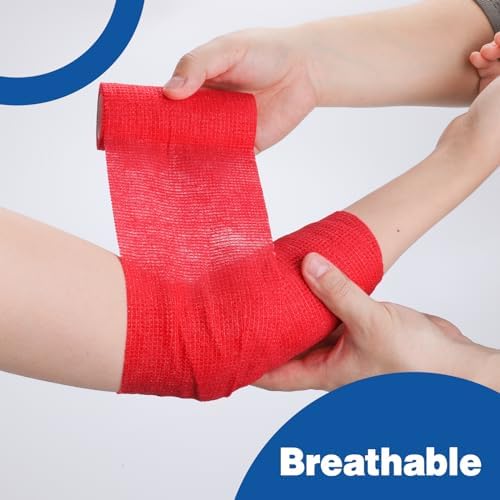 Colorful self adhesive vet wrap protecting a pet paw dressing with comfortable elasticity.