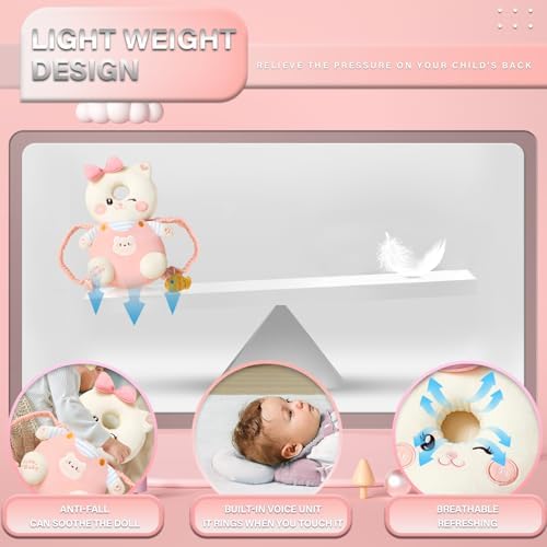Aueplcio baby head protector backpack worn by crawling infant