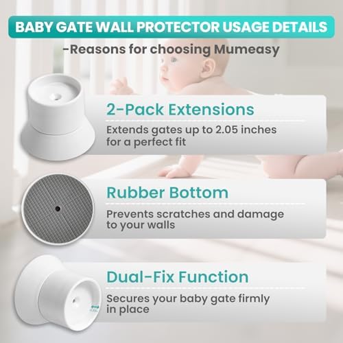 Babelio Mumeasy pet gate wall cups showing how pressure is distributed to prevent scratches.