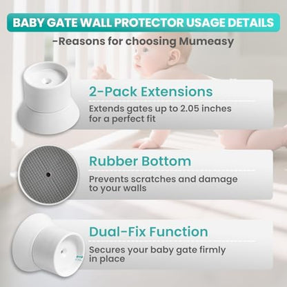 Babelio Mumeasy pet gate wall cups showing how pressure is distributed to prevent scratches.
