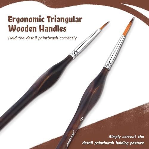Close up of the fine nylon tips of the eleven piece micro detail painting brush kit