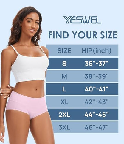 Size chart and packaging for Yeswel reusable briefs