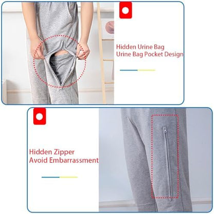 Adjustable elastic waistband on AUSTYLCO medical drainage bag holder pants