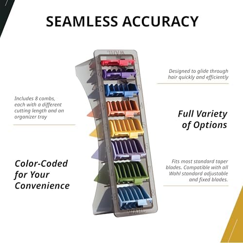 The complete eight piece assortment set removed from the blister packaging to highlight the distinct vibrant color coding system.