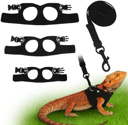Asofelk adjustable reptile traction rope with small medium and large leather straps