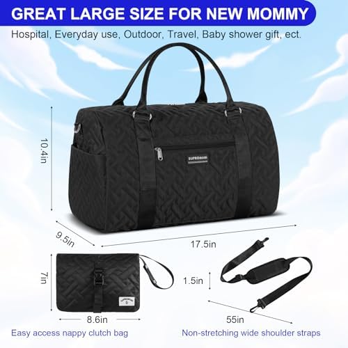 Supromomi baby bag displayed with included portable changing pad