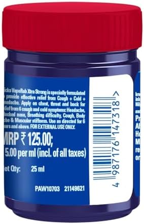 Vicks Extra Strong vaporizing ointment packaging showing active herbal ingredients.
