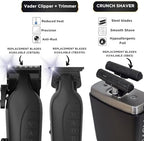 Vader Clipper close up showing the digital LED battery display and adjustable taper lever.