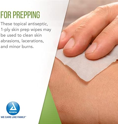 Individual airtight pouch of Dynarex 1113 sterile alcohol swab for portable disinfection.