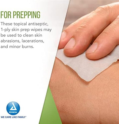 Individual airtight pouch of Dynarex 1113 sterile alcohol swab for portable disinfection.