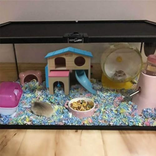 kathson Hamster House Pets Small Animal Hideout with Funny Climbing Ladder Slide Wooden Hut Play Toys Chews for Small Animals Like Dwarf Hamster and Mouse(Blue) - Image 5