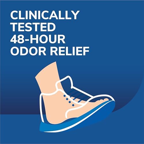 Close up of the yellow and blue Dr. Scholl's packaging highlighting triple action odor system.