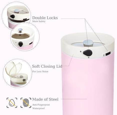 JM Yipeng pink stainless steel nursery bin side angle