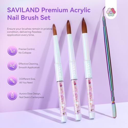 Close up of Saviland nail brush bristles and aurora handle detail