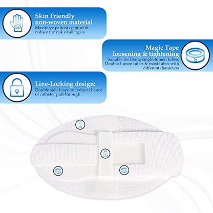 Latex-free catheter tube stabilizer for medical incontinence care.