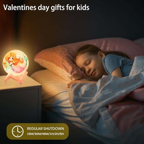 HOLA customized painted moon lamp glowing softly on a bedside table as a decorative children's night light.