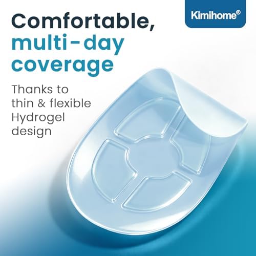 Close up view of the transparent gel bunion pads highlighting the flexible water resistant hydrogel texture.