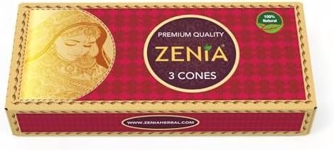 Zenia 25 grams pure henna cones texture and consistency display