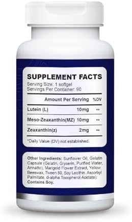 Herbal Bee Eye Supplement label highlighting the 22 milligram carotenoid blend.