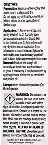 Back packaging of Chemence Liquid Skin bandage showcasing product directions and medical adhesive details.